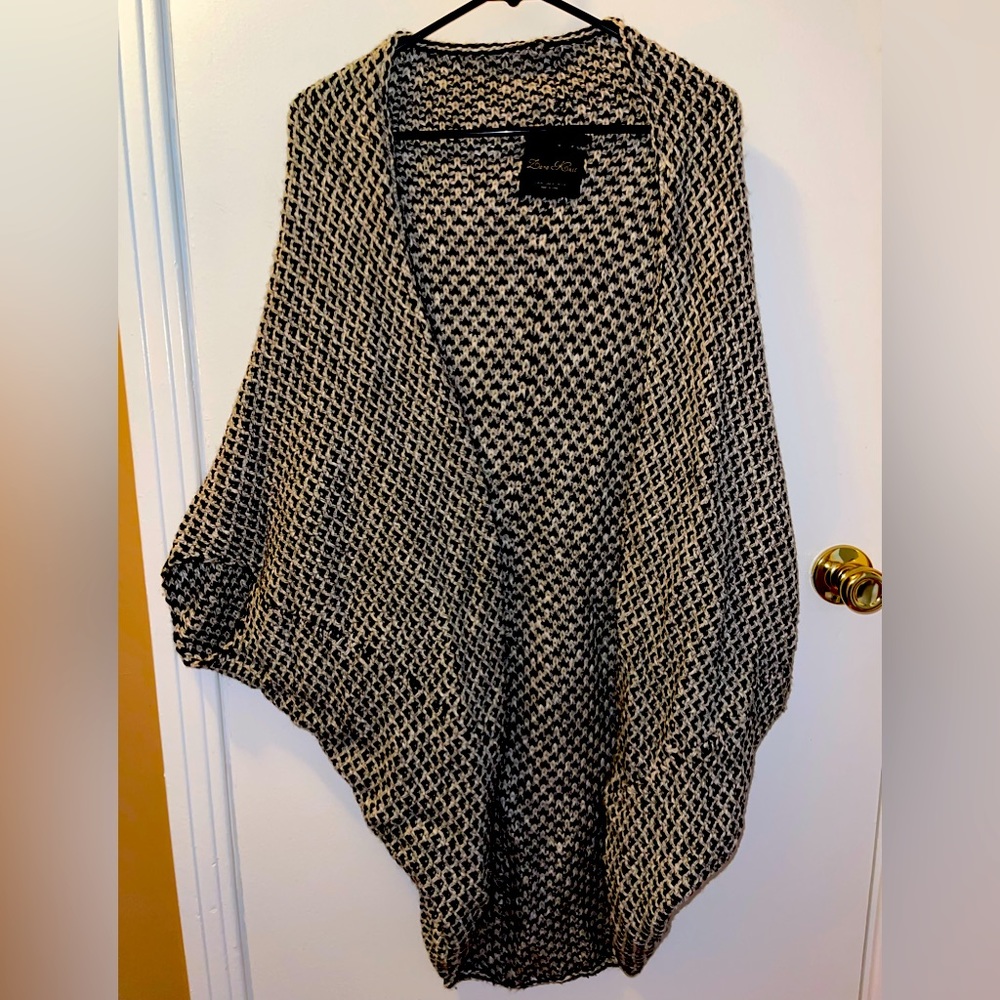 Zara Knit Open Sweater, Black and Cream, Women's Medium